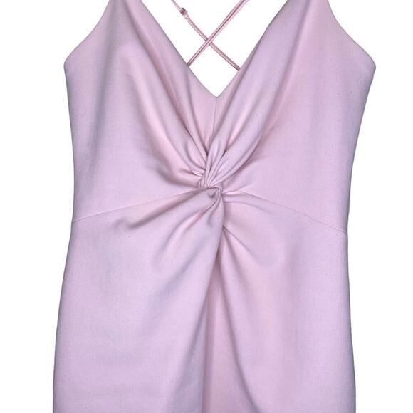 Cinq a Sept Melby Twist Front Pink Midi Dress Front Slit Sleeveless V-Neckline - Picture 6 of 7
